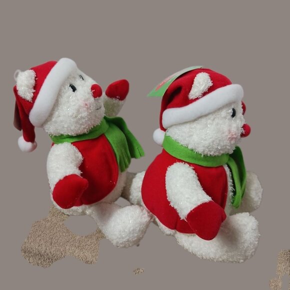 Hallmark Sparkle Rare Snowbear Plush Christmas Decor Set Of 2 - Picture 9 of 16